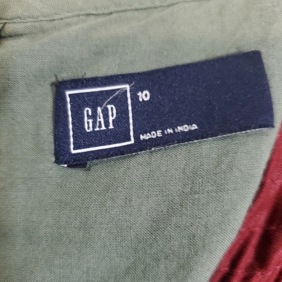 GAP Fit & Flare Lined Eyelet Zip in Back Sleeveless Dress Cool Olive Size 10 - Picture 7 of 8